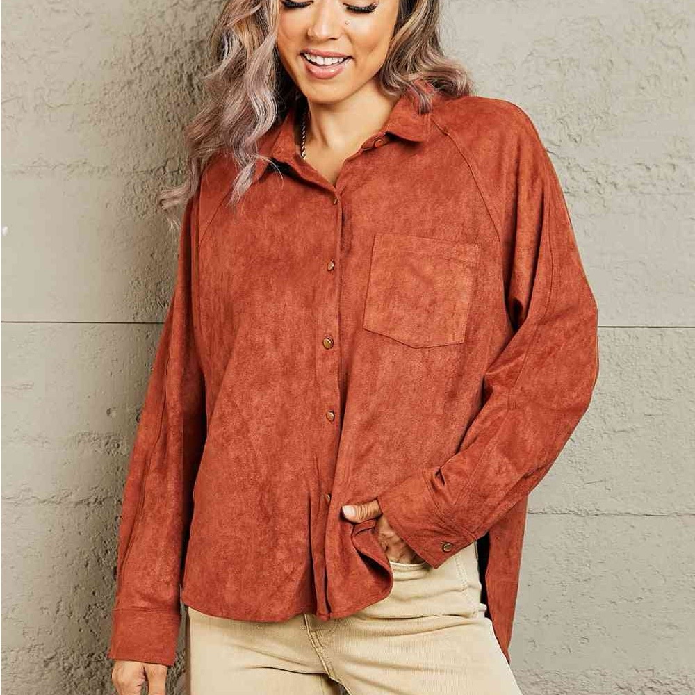 •burnt orange/rust button up•